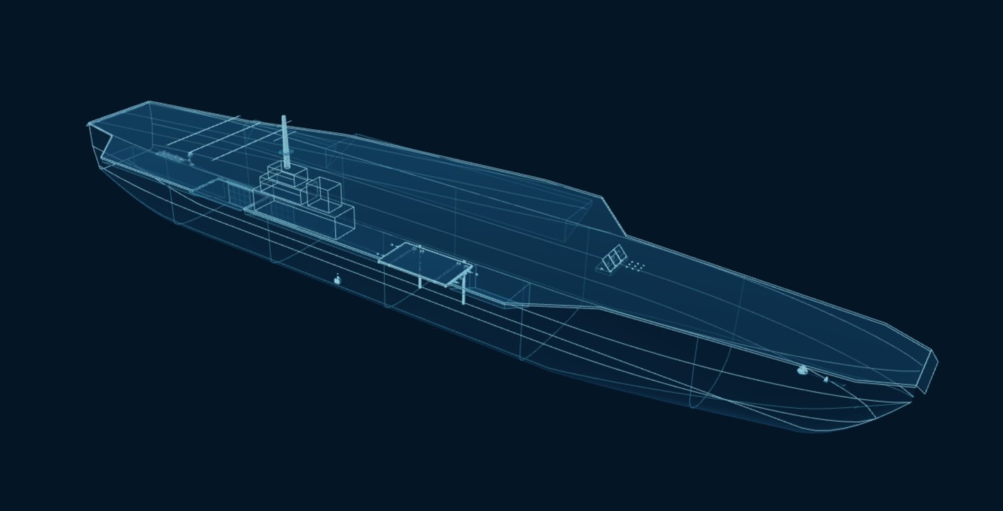 Aircraft Carrier, blueprint drawing with the parts we make in amber