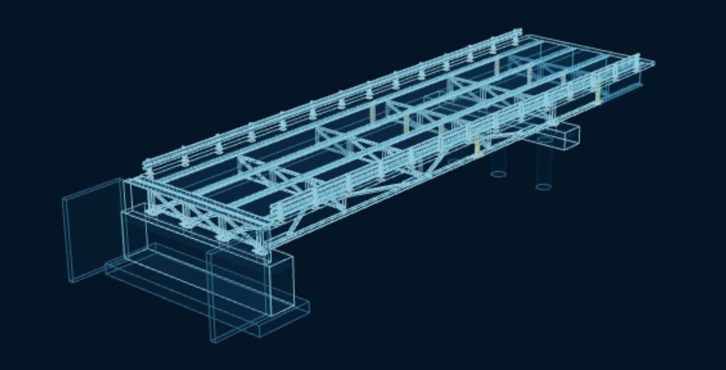 Steel Plate-Girder Bridge, blueprint drawing with the parts we make in amber