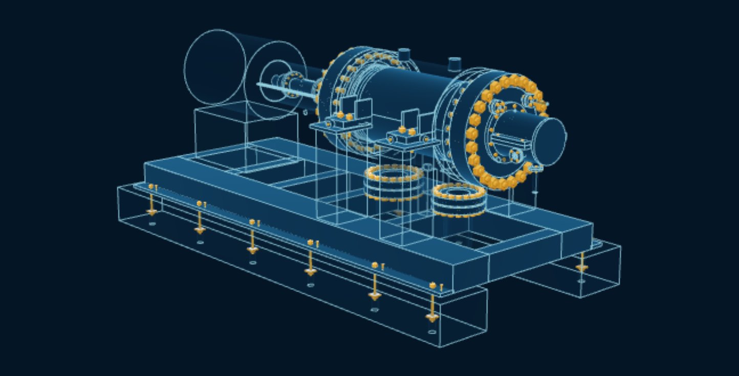 Centrifugal Compressor, blueprint drawing with the parts we make in amber