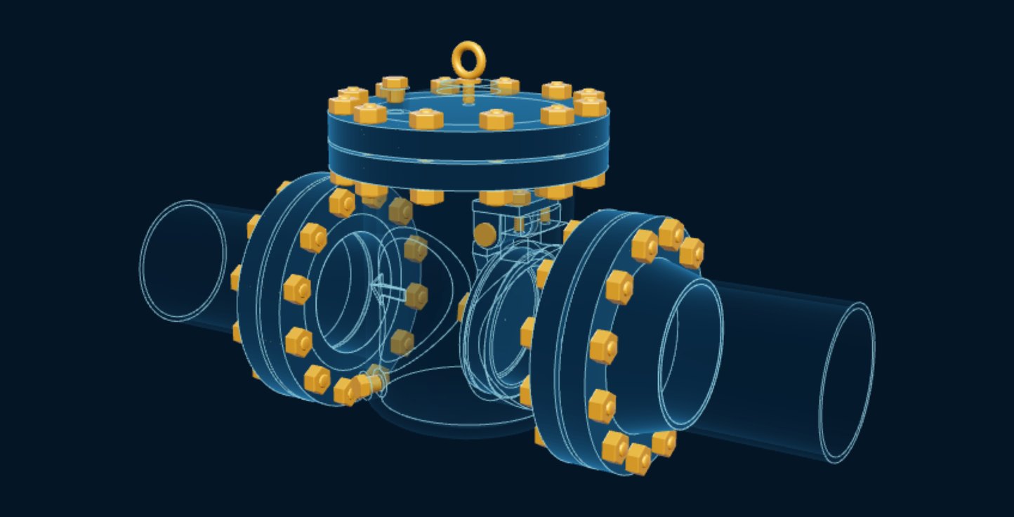 Swing Check Valve, blueprint drawing with the parts we make in amber