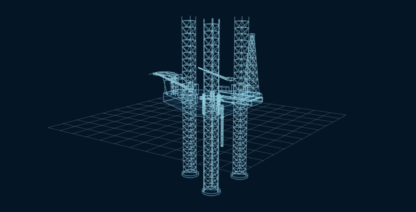 Jackup Rig Jacking System, blueprint drawing with the parts we make in amber