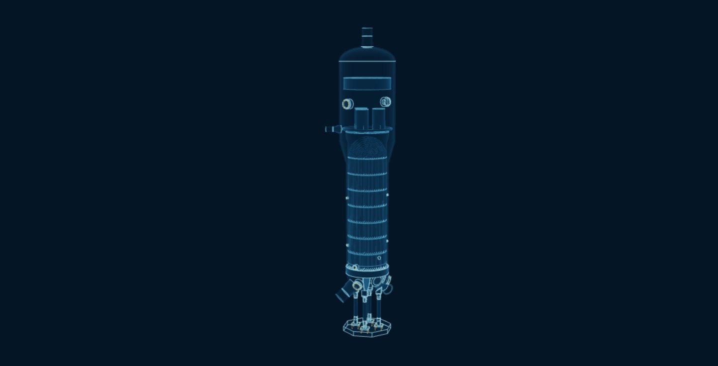 Steam Generator, blueprint drawing with the parts we make in amber