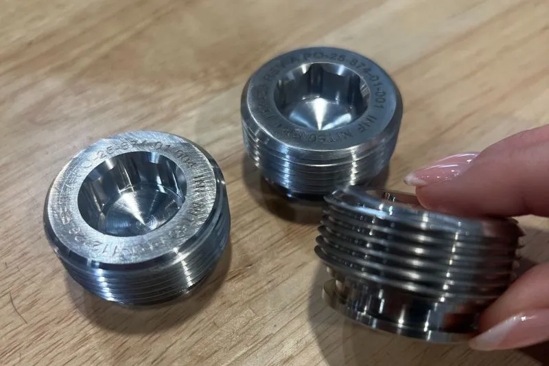 1-1/2"-12 UNF-2A x .870" DCV Plug in Nitronic 50 — machined by Innovation Fasteners, Houston