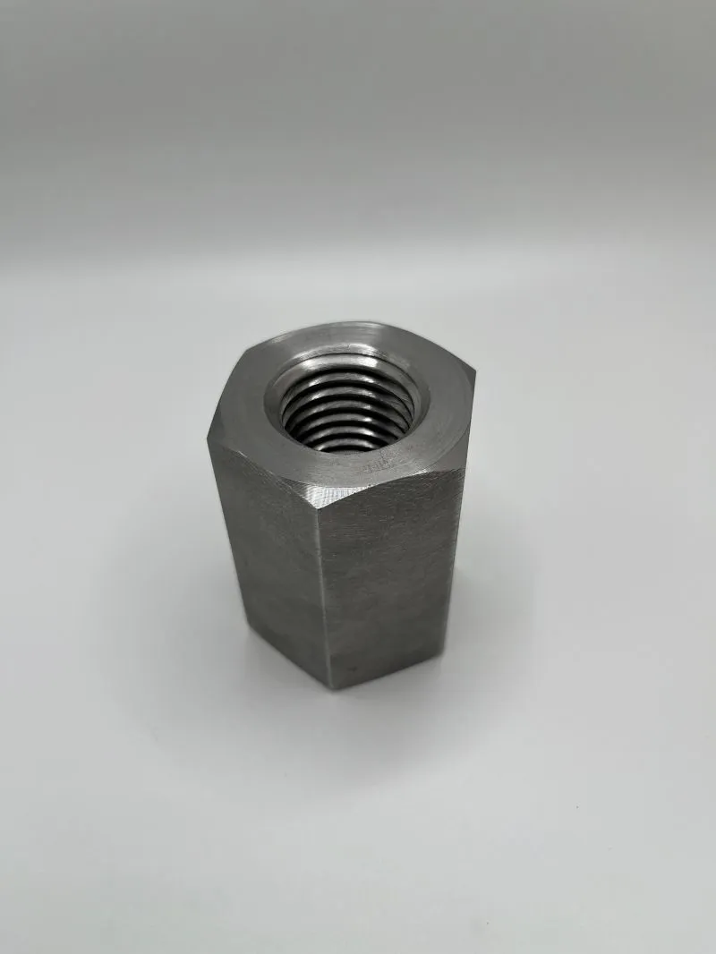 1-1/8"-7 UN-2B x 2-1/2" Hex Coupling Nut in ASTM A194 Grade 2H, clear zinc — machined by Innovation Fasteners, Houston (photo 2 of 3)