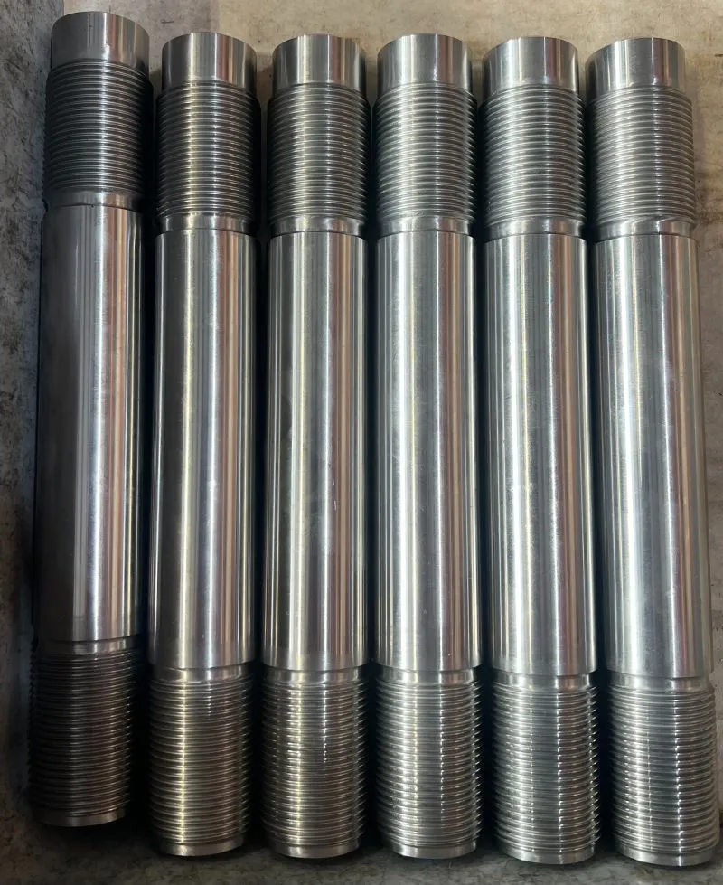 1.375"-12 UNF-2A x 9.875" Double End Studs in ASTM A193 Grade B7 — machined by Innovation Fasteners, Houston
