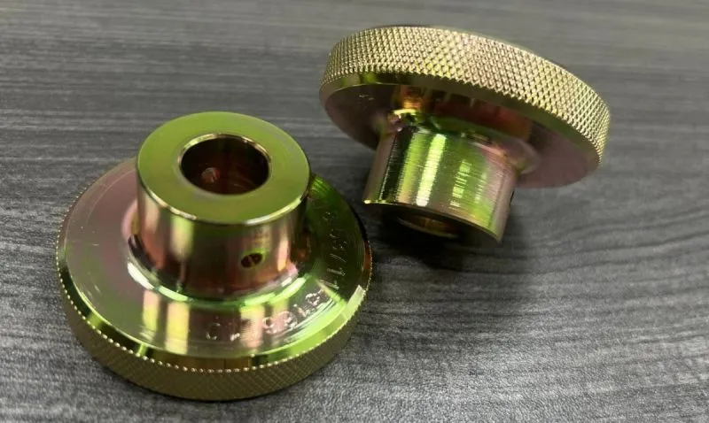 2.00" x 1.00" Custom Knob in ASTM A108 1018, zinc plated — machined by Innovation Fasteners, Houston