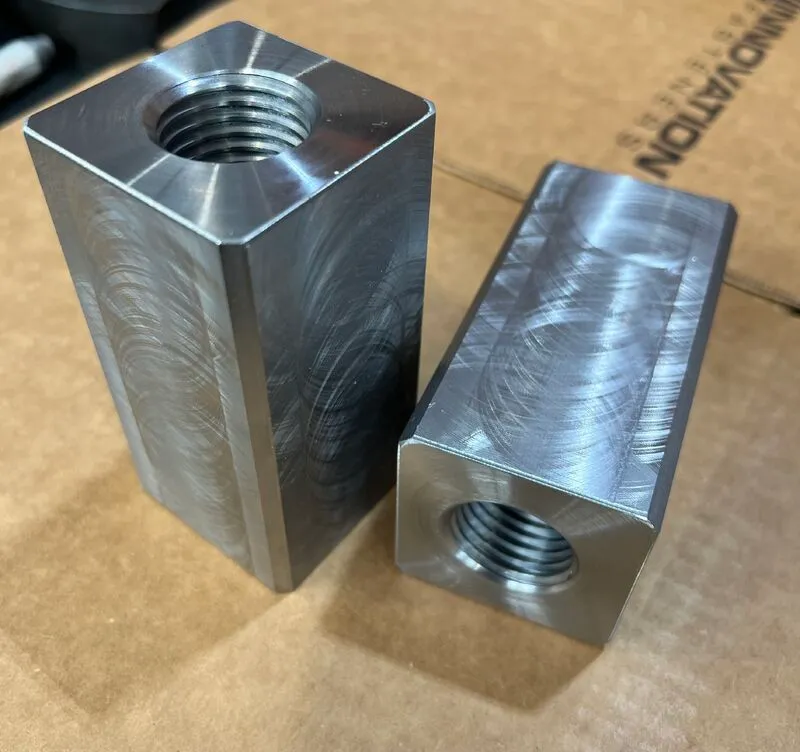 2" x 2" x 4" RH/LH Coupling Nut in ASTM A36 — machined by Innovation Fasteners, Houston