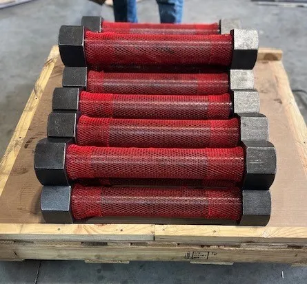 3-1/4"-8 UN x 25-1/2" Studbolts with Heavy Hex Nuts in ASTM A320 L43 / A194 Grade 7 — machined by Innovation Fasteners, Houston