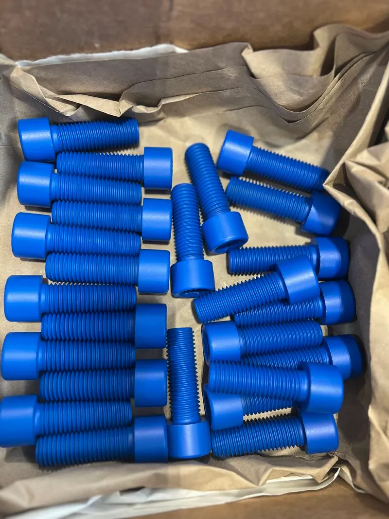 3/4"-10 UNC-2A x 2-1/4" Socket Head Cap Screw in ASTM A193 Grade B7, Xylan 1424 Blue coating — machined by Innovation Fasteners, Houston (photo 3 of 3)