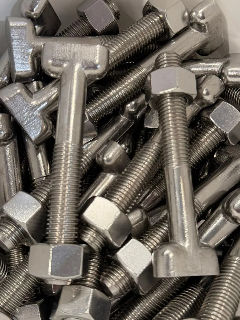 3/4"-10 UNC x 5" T-Bolt & Heavy Hex Nut Set in 316 Stainless Steel — machined by Innovation Fasteners, Houston (photo 2 of 2)