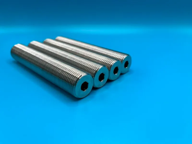 3/4"-16 UNF-2A x 4-1/4" Full Thread Stud with Broached Internal Hex Drive in Inconel 718 (UNS N07718) — machined by Innovation Fasteners, Houston (photo 2 of 3)
