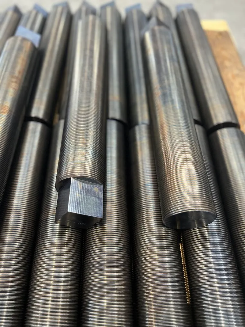 3"-8 UN-2A x 19-1/8" All Thread Studs with Milled Square in 17-4 PH stainless, heat treated to H1100 — machined by Innovation Fasteners, Houston (photo 2 of 3)