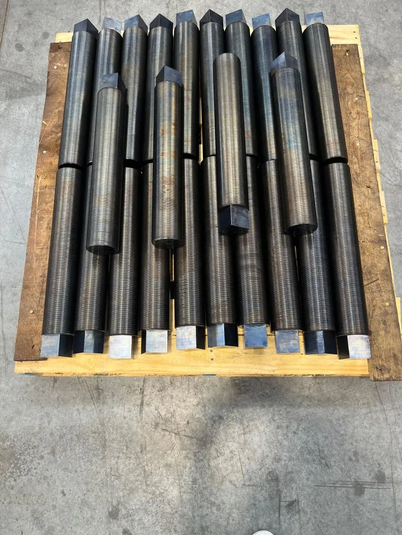 3"-8 UN-2A x 19-1/8" All Thread Studs with Milled Square in 17-4 PH stainless, heat treated to H1100 — machined by Innovation Fasteners, Houston (photo 3 of 3)