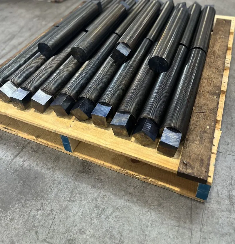 3"-8 UN-2A x 19-1/8" All Thread Studs with Milled Square in 17-4 PH stainless, heat treated to H1100 — machined by Innovation Fasteners, Houston