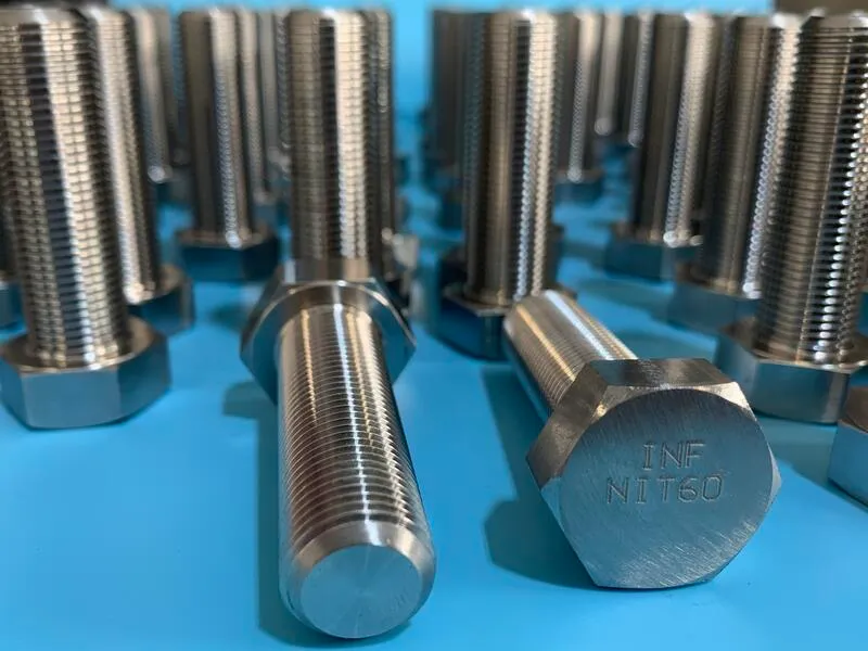 5/8"-18 UNF x 2" Hex Head Cap Screw in Nitronic 60 — machined by Innovation Fasteners, Houston