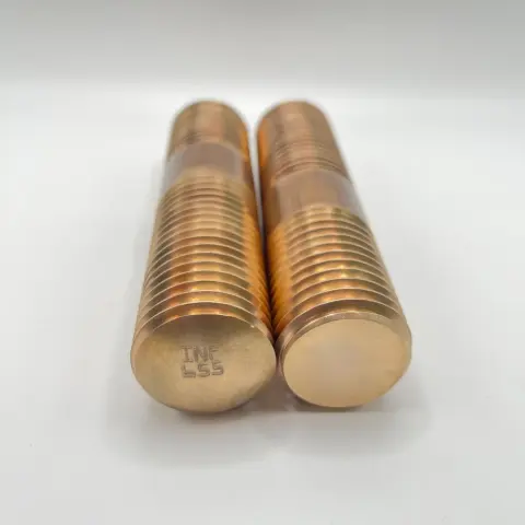 1-1/4"-7 UNC-2A/3A x 5.188" Double End Studs in Silicon Bronze Alloy 655, hard (ASTM B98) — machined by Innovation Fasteners, Houston
