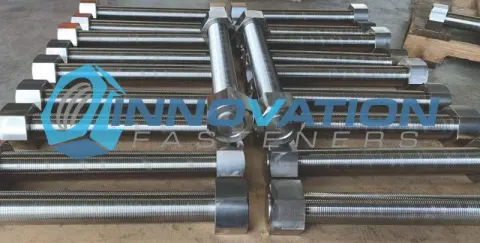 2-1/4"-8 UN x 22" Studbolt with 2 Heavy Hex Nuts in ASTM A193 B8C Class 1 / ASTM A194 Grade 8C (347 stainless) — machined by Innovation Fasteners, Houston