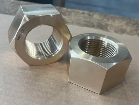2"-8 UN-2B Hex Nut in Aluminum Bronze C95400 — machined by Innovation Fasteners, Houston