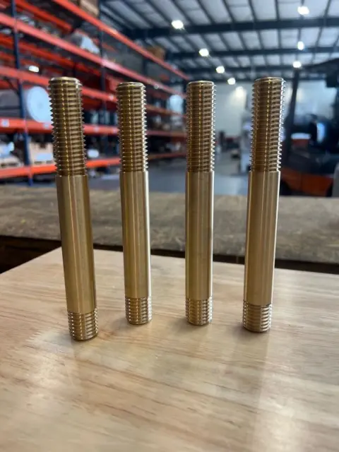 3/4-10 UNC-3A/2A x 6.25" Brass Double End Studs in ASTM B21 C48500 — machined by Innovation Fasteners, Houston