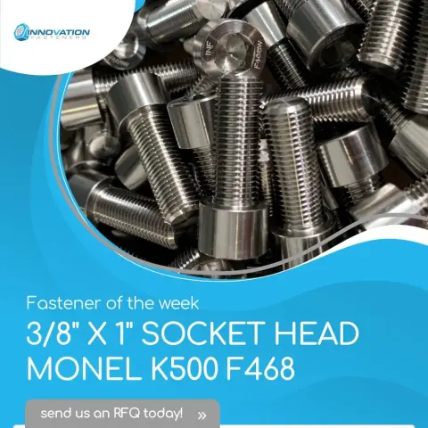 3/8"-16 UNC x 1" Socket Head Cap Screw in Monel K-500 (ASTM F468), USA melt — machined by Innovation Fasteners, Houston