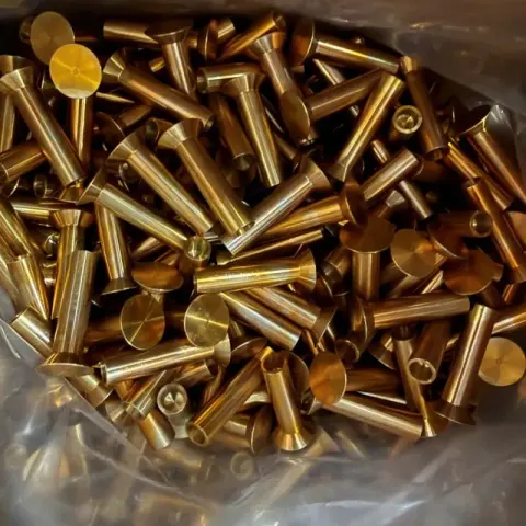 .376/.369" x 1.375" Precision Rivets in ASTM B21 Grade A — machined by Innovation Fasteners, Houston