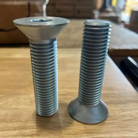 7/8"-9 UNC-3A x 3-1/2" Flat Head Socket Countersunk Screw in Alloy steel, ASTM F835, zinc and clear plated — machined by Innovation Fasteners, Houston
