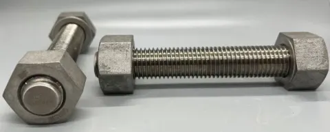 7/8"-9 UNC x 6" Studbolts with 2 Nuts in Nimonic 80A (UNS N07080) — machined by Innovation Fasteners, Houston