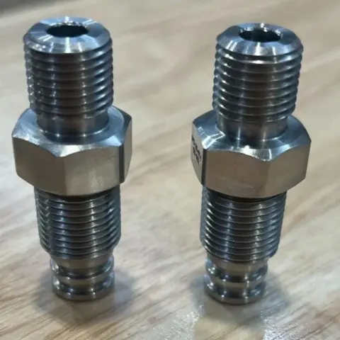 9/16-18 / 5/8-18 UNF-2A x 2.06" Subsea Fitting in Nitronic 50 (ASTM A276) — machined by Innovation Fasteners, Houston