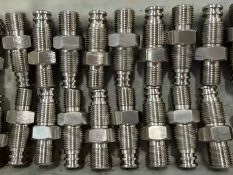 9/16-18 / 5/8-18 UNF-2A x 2.06" Subsea Hydraulic Fitting in Nitronic 50 (ASTM A276) — machined by Innovation Fasteners, Houston