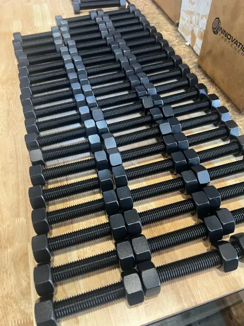 Studbolt and Heavy Hex Nut Sets, Xylan Coated in ASTM A193 B8M Cl.1 / A194 8M, Xylar 2 + Xylan 1424 — machined by Innovation Fasteners, Houston